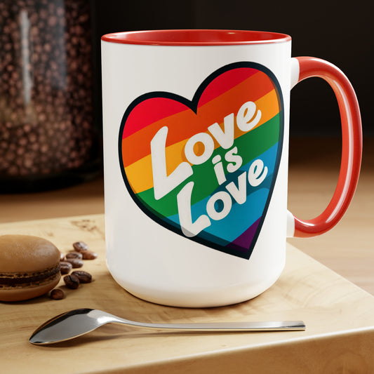 Mug Love is Love with LGBTQ colors 15oz Red